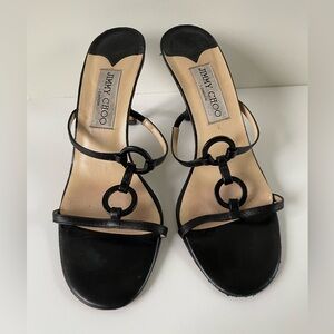Jimmy Choo black strappy sandals with circle accents, size 36.5 (6.5 US).